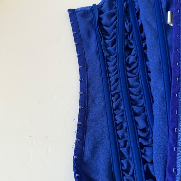 Fredrick's Of Hollywood Blue Ruched Sweetheart Strapless Corset Size 32 Coquette - Picture 9 of 13